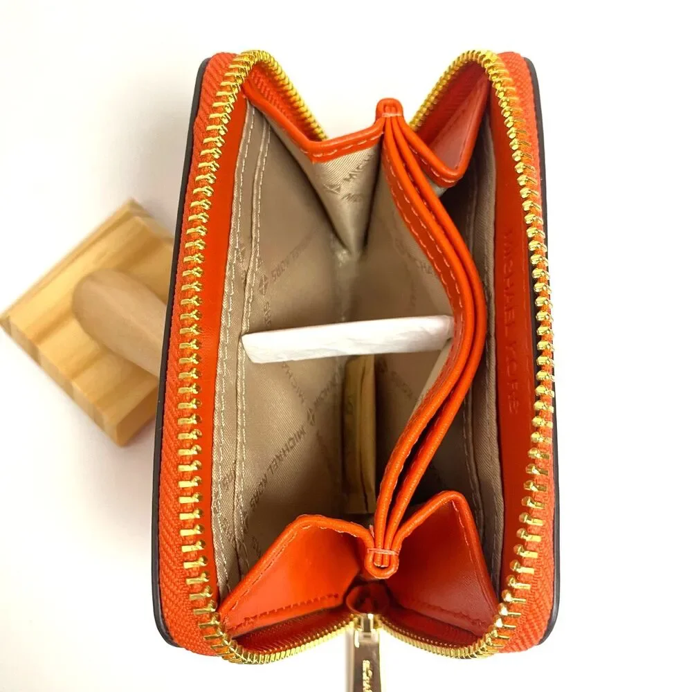 Michael Kors Jet Set Travel Card Case Wallet Red Clay Multicolor 35S4GTVD8L NWT